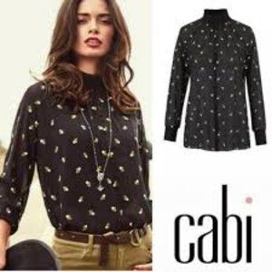 Cabi Sheer Black Floral Embroidered Blouse